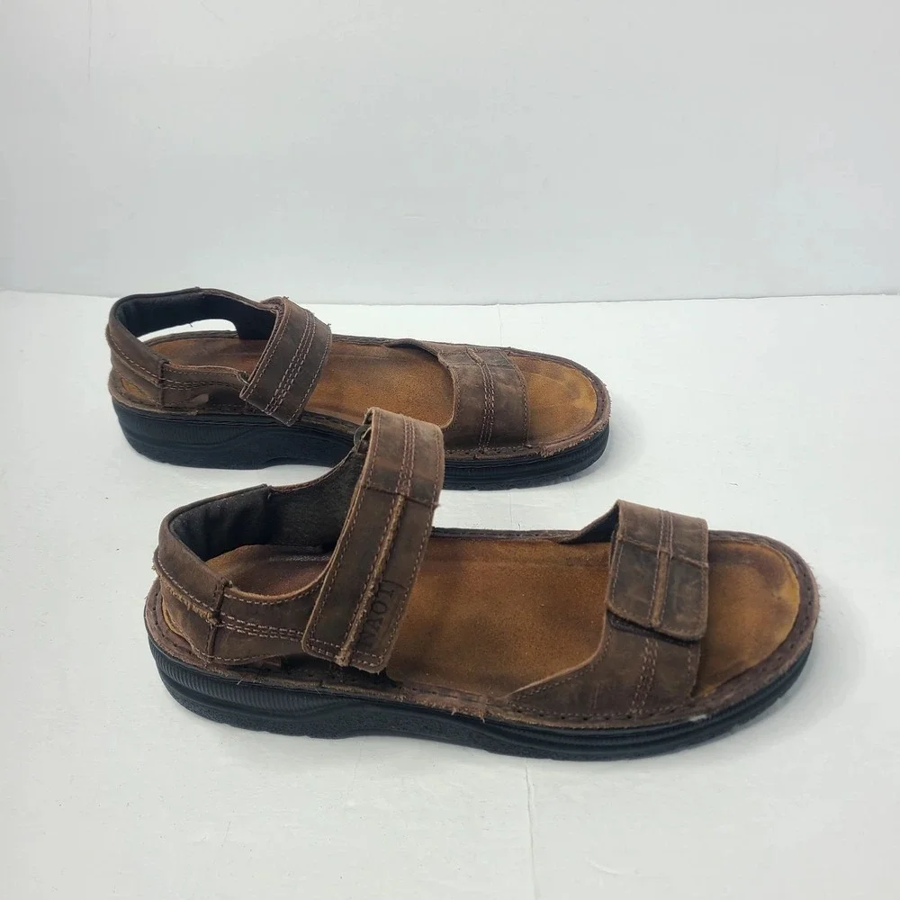 Naot Arthur Brown Leather Crazy Horse Men's Sandals Adjustable Strap EU 43 US 10